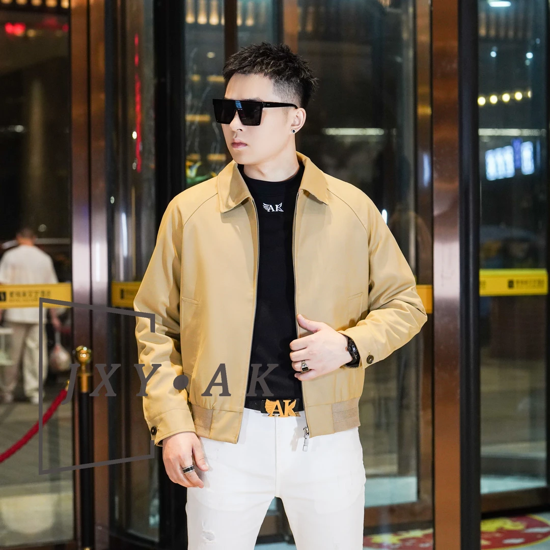 AK2025秋季新款男士翻领休闲商务哈林顿夹克外套轻奢时尚休闲上装