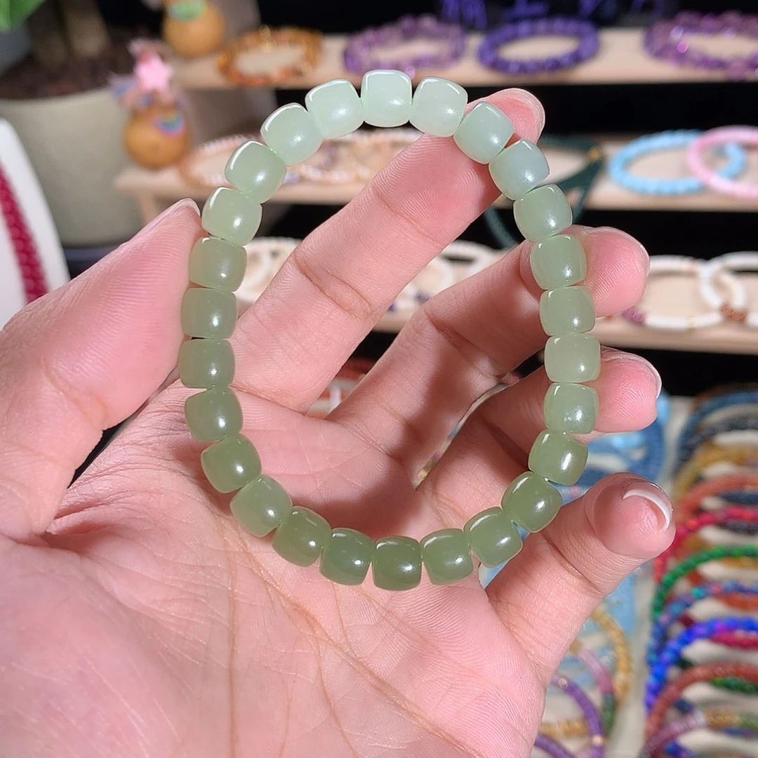 未镶嵌手链和田玉精工直切渐变和田玉8mm