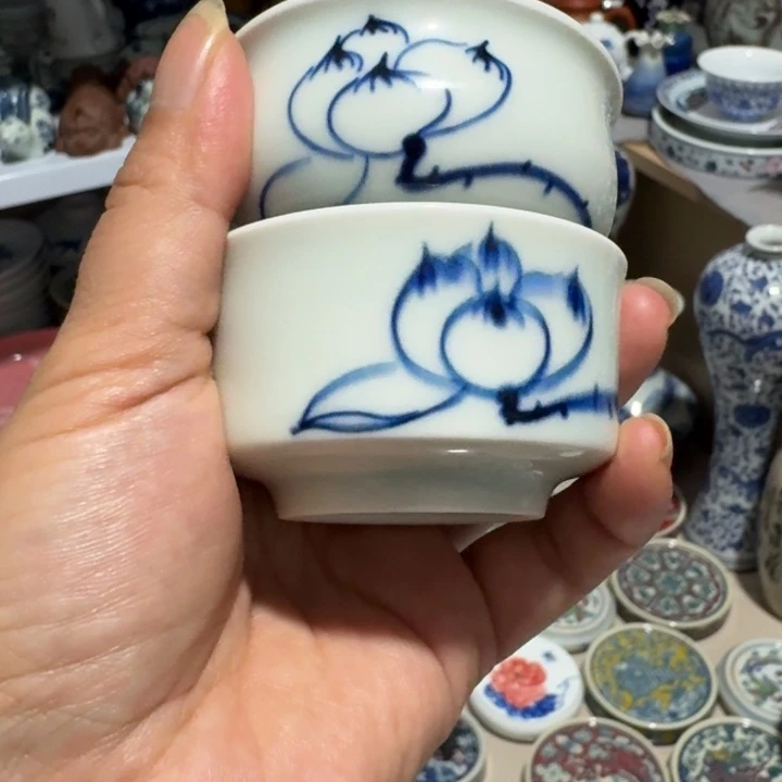 青*素景德镇手工手绘杯