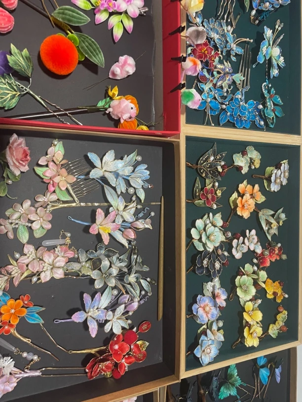 非遗绒花中国风发簪原创设计明制仙气古装簪子发饰素款