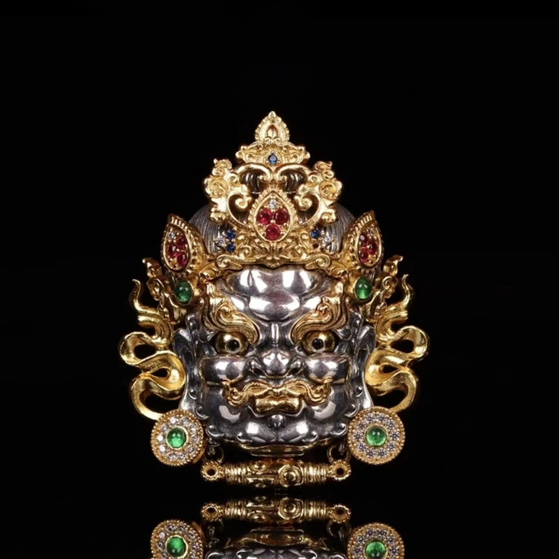 925银银制品 喜三福文创 黄财神项链潮流百搭手工吊坠