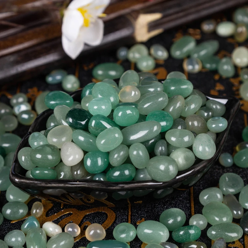 天然绿东陵玉碎石原石消磁净化园林鱼缸造景石盆栽家装装饰雨花石