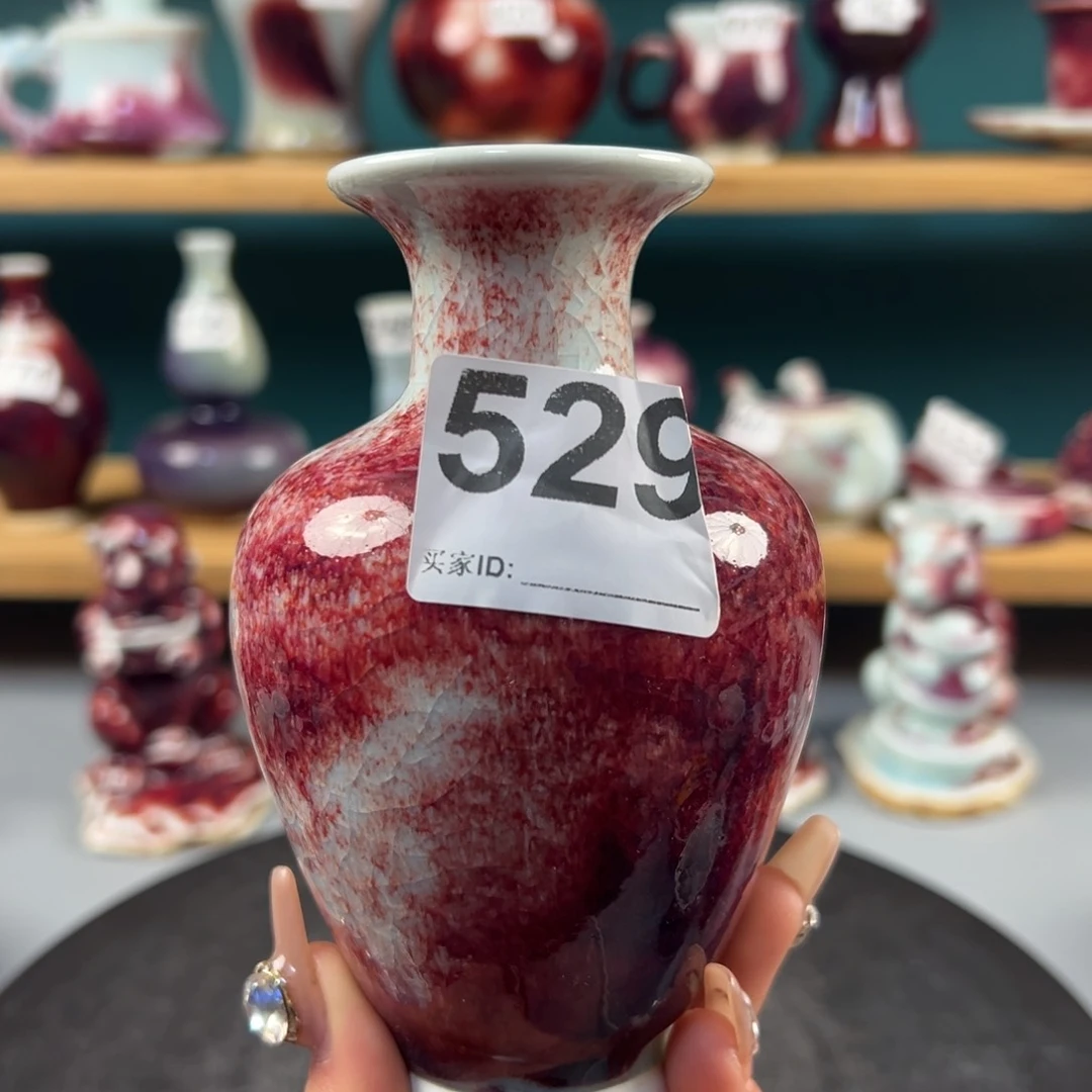 瓷片微瑕小花瓶玉石釉纯手工