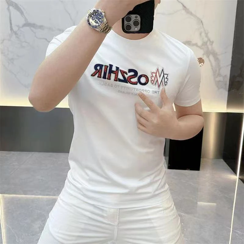 高档圆领纯棉印花短袖T恤男士夏季新款时尚半袖体恤品质男装2515