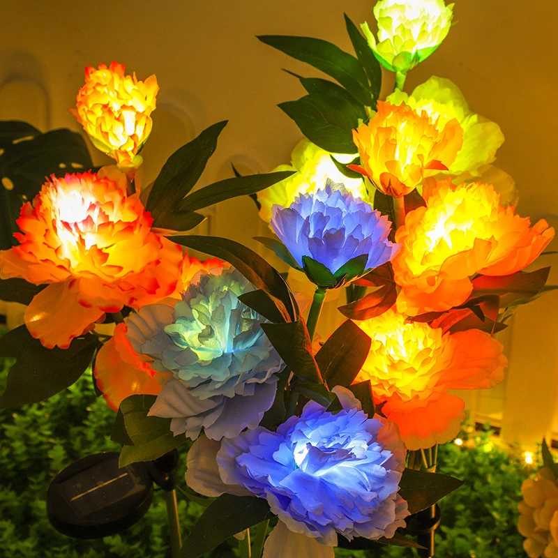LED太阳能牡丹花仿真花灯街道庭院花园装饰草坪灯户外防水氛围灯