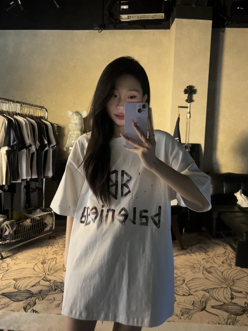 鹿鹿【泼墨手绘款】波大设计师款8家休闲百搭男女同款T恤A87