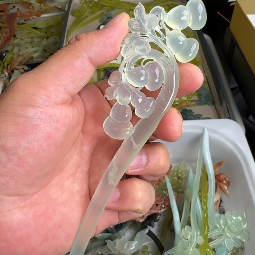 岫玉未镶嵌发饰明君玉簪就是好看