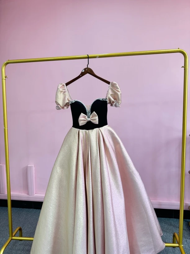 礼服公主裙短裙见外包装U型领主持人一字肩生日拖尾轻奢