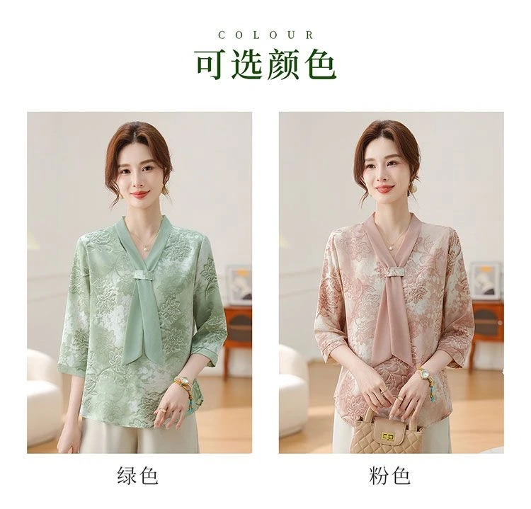 洋气飘带雪纺减龄小衫