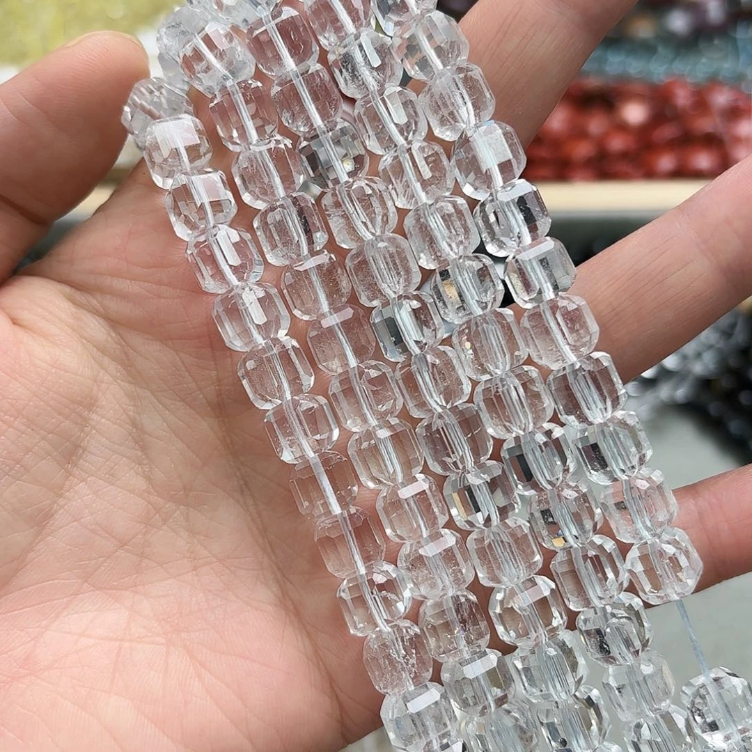 玛瑙/玉髓未镶嵌珠宝半成品8×8白水方切一条长30