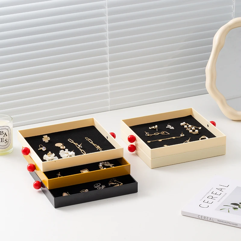 首饰盒/箱 可叠加首饰盒项链收纳盒戒指盒毛绒布耳钉耳环饰品盒