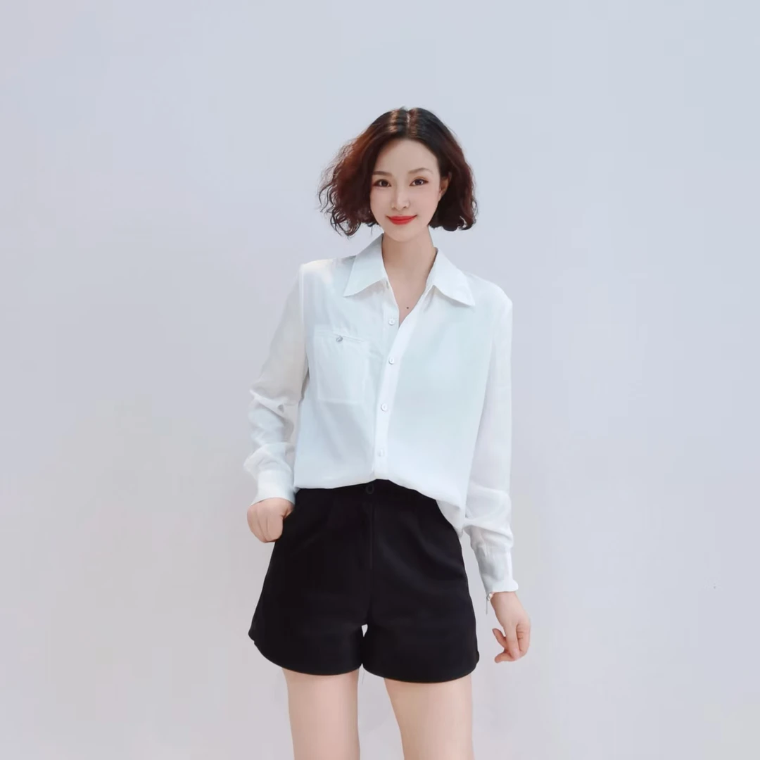 1512 时尚简约休闲宽松白色百搭长袖衬衣JR