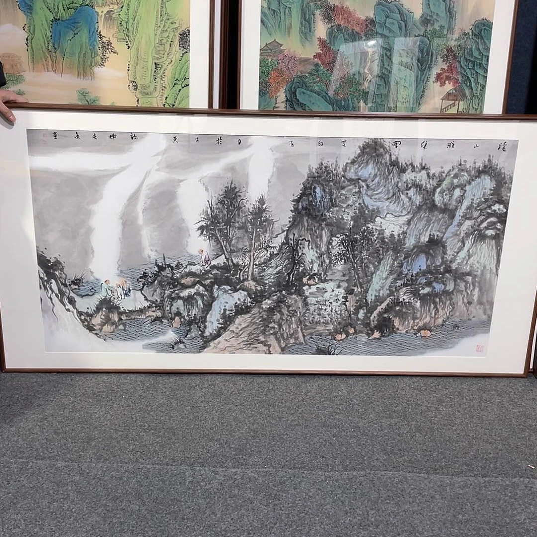 国画手绘画作品带框