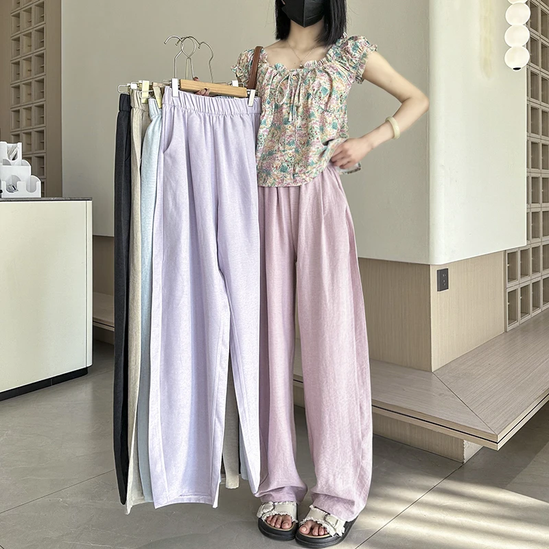 【缎面】夏季薄款弯刀裤女高腰显瘦宽松窄版阔腿裤2025新款爆款休闲