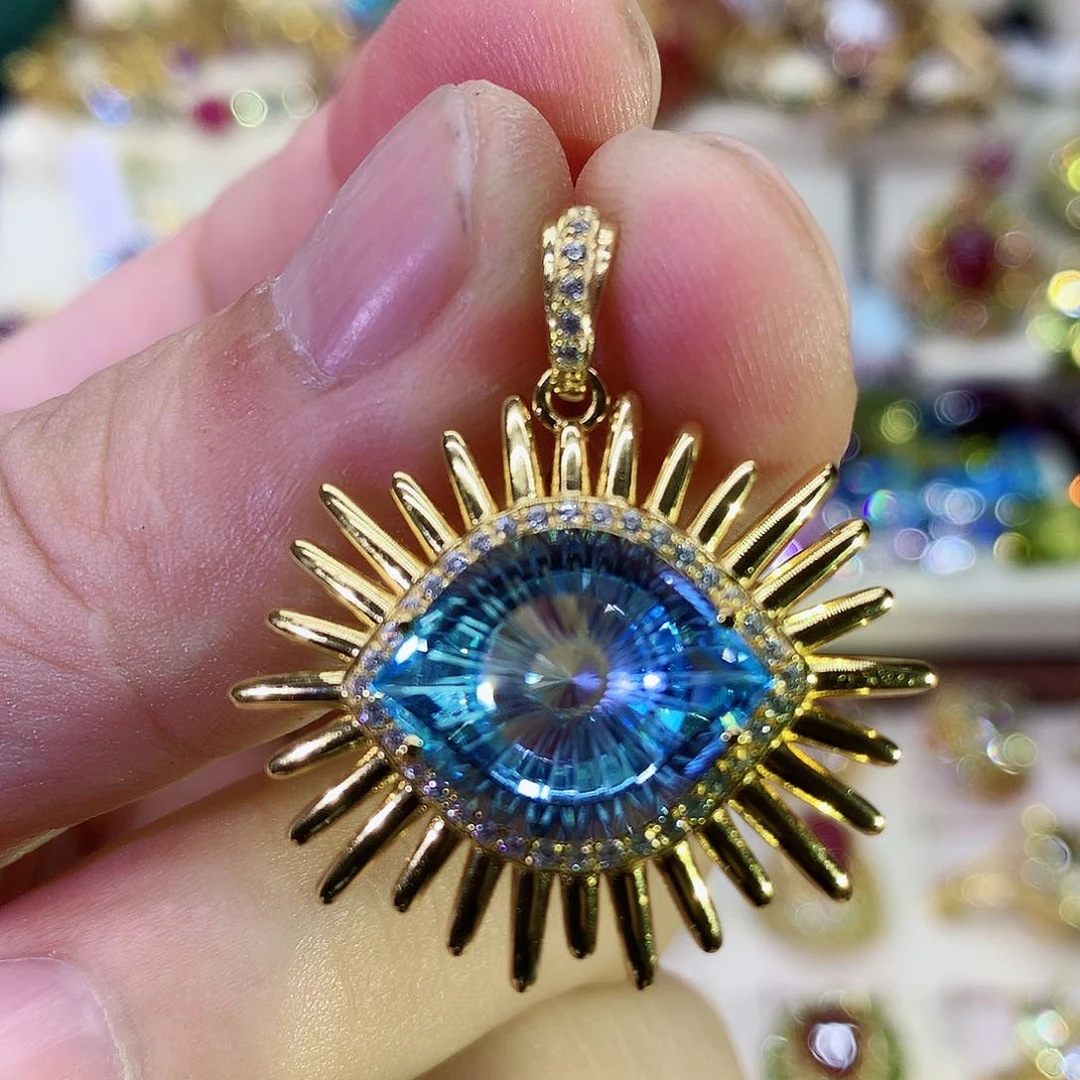 托帕石颈饰银S925镶嵌