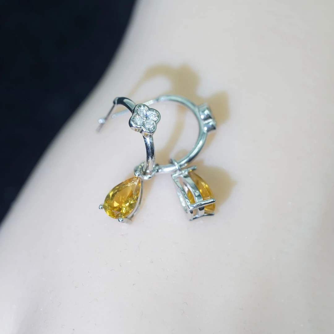 2503-YJHSJER279-黄水晶耳钉