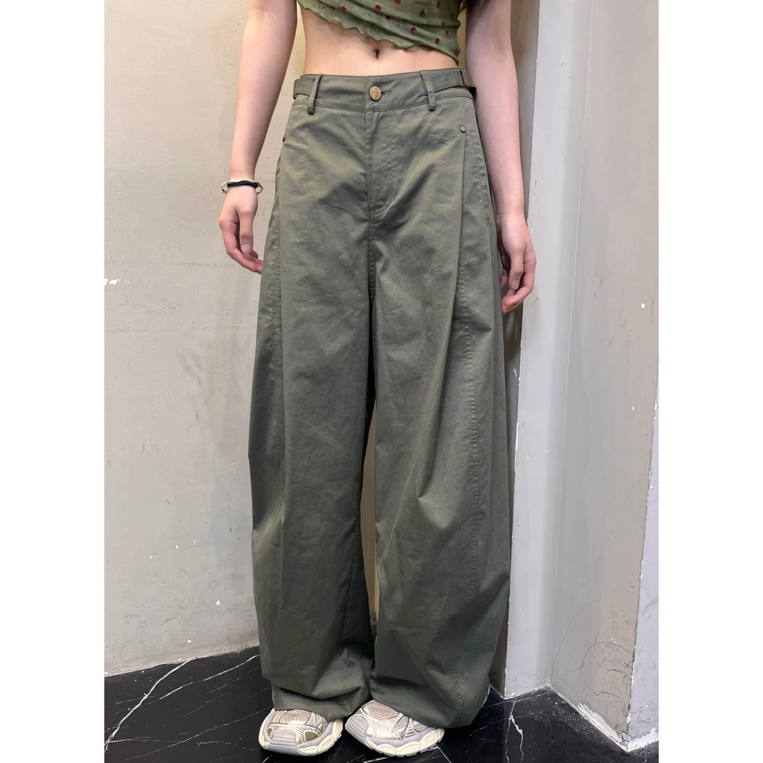 范范与凡凡【增高比例】美式百搭分割工装裤腰围可调节设计拖地裤