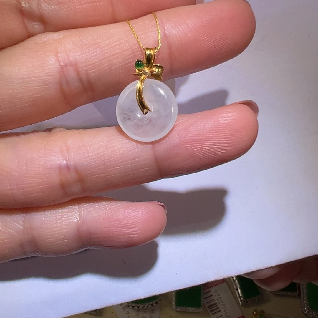 翡翠颈饰18K金镶嵌吊坠