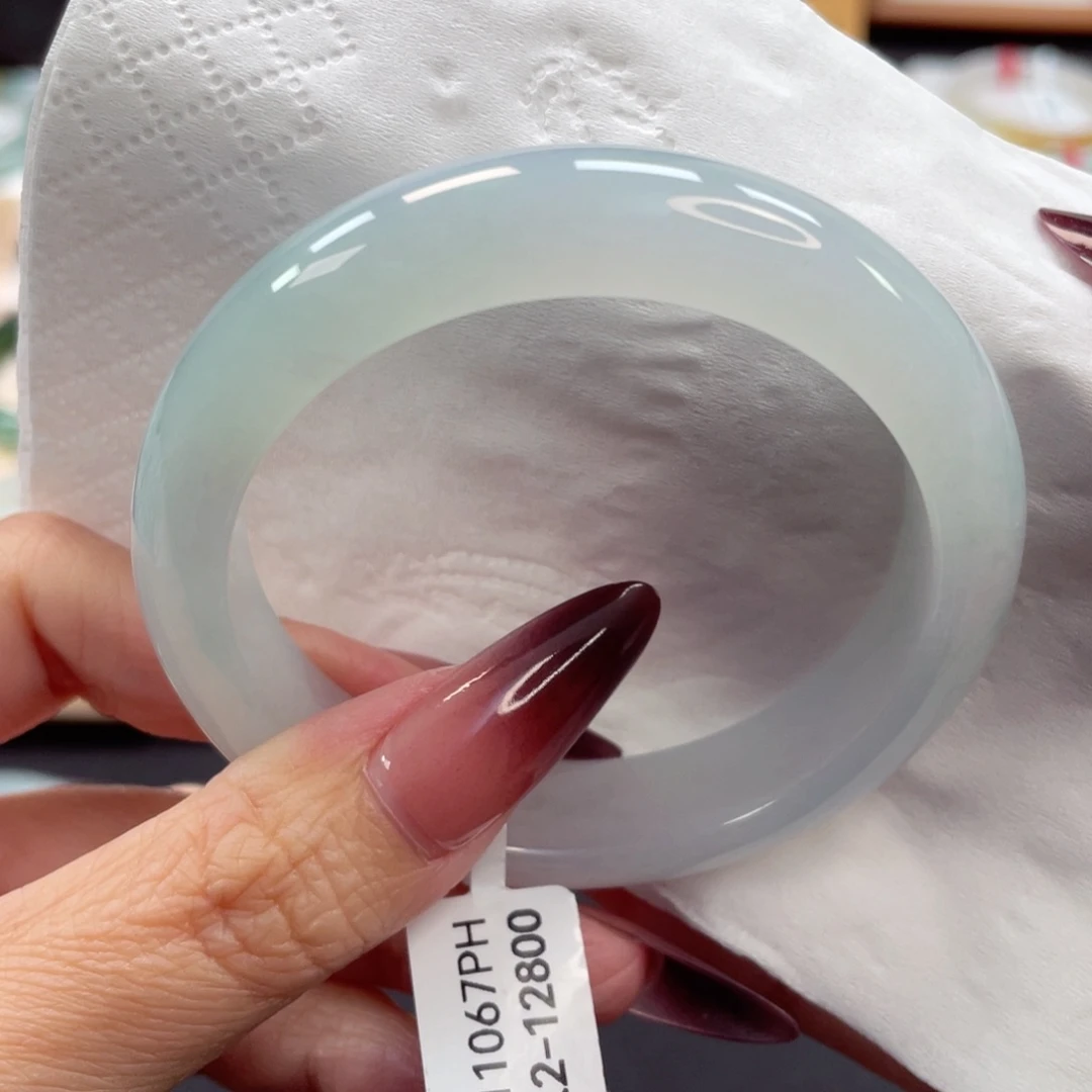 未镶嵌手镯翡翠36号55.2细糯冰胶晴绿宽版