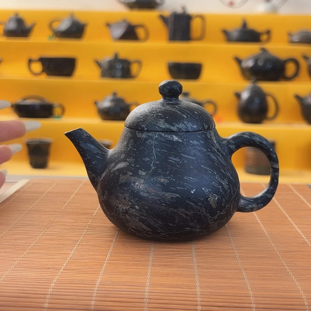 安山玉一把玉壶茶壶梨形微瑕