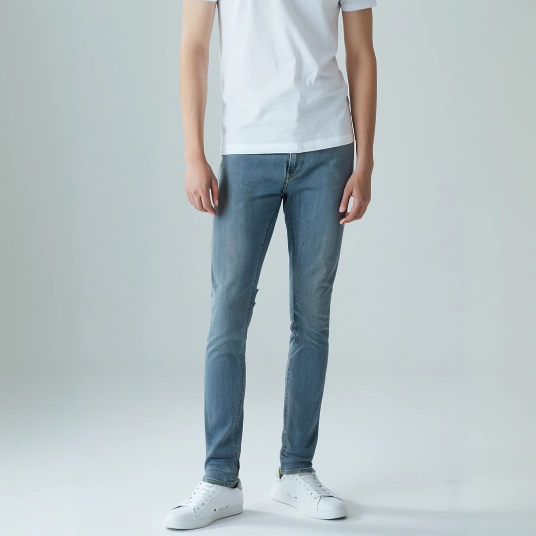 95新 BURBERRY/博柏利 12813678皮牌logo水洗做旧牛仔裤蓝色W30码