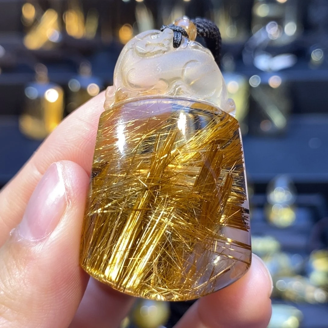 颈饰未镶嵌水晶发晶貔貅吊坠