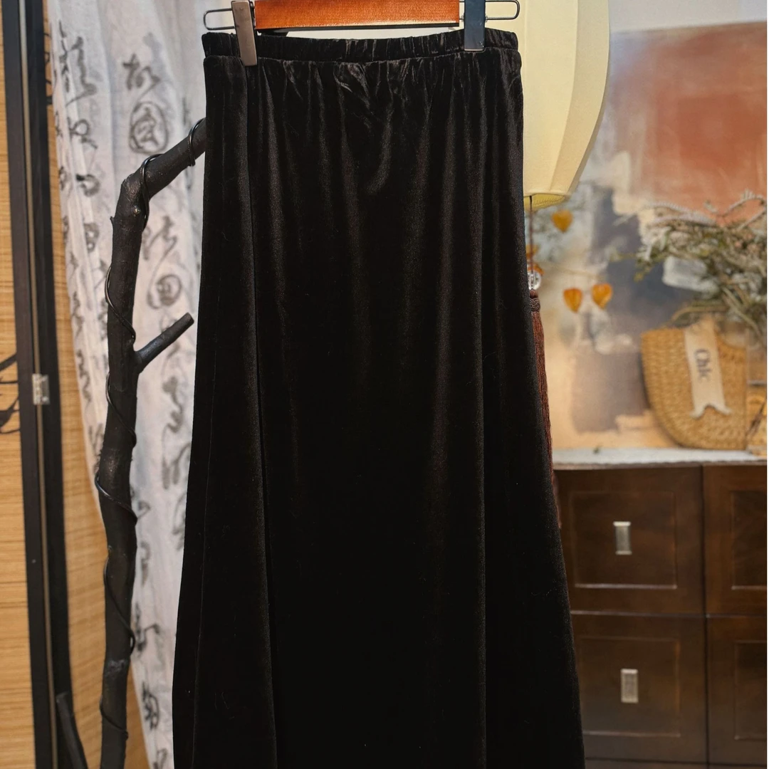 2025年新款纯色国风厚款薄款慵懒风半身裙秋冬休闲短裙新中式