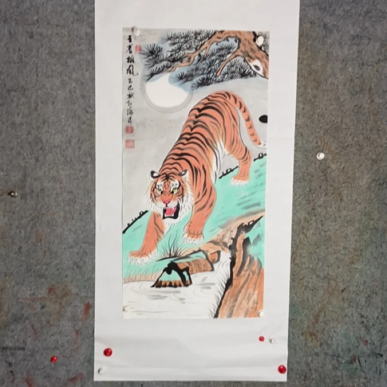 国画齐门弟子赵海洋手写精品下山虎软片画心110X50