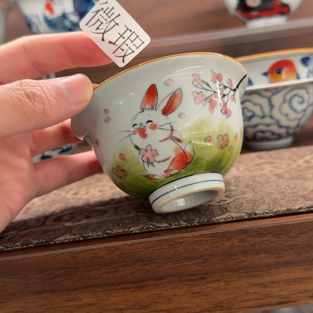 釉下手绘茶具微瑕