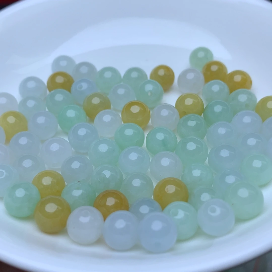 【闪购商品】翡翠手链未镶嵌卡7.3冰三彩13个 手链拍两单