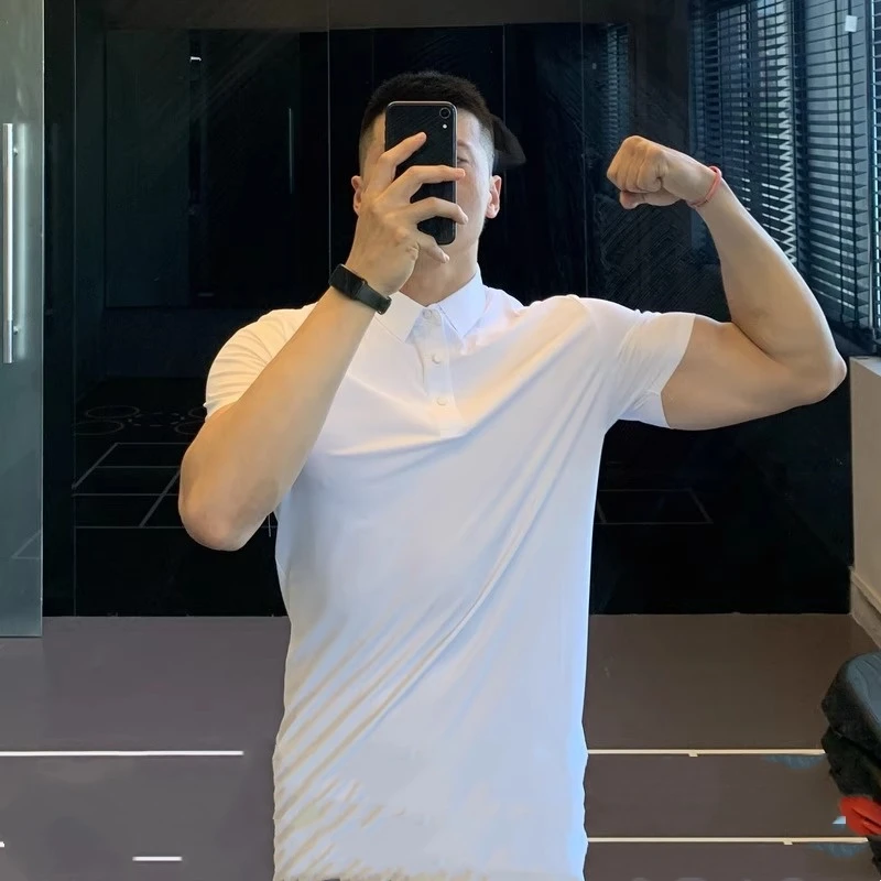 特大码300斤轻奢冰丝无痕激光男士商务休闲户外夏季短袖polo衫t恤