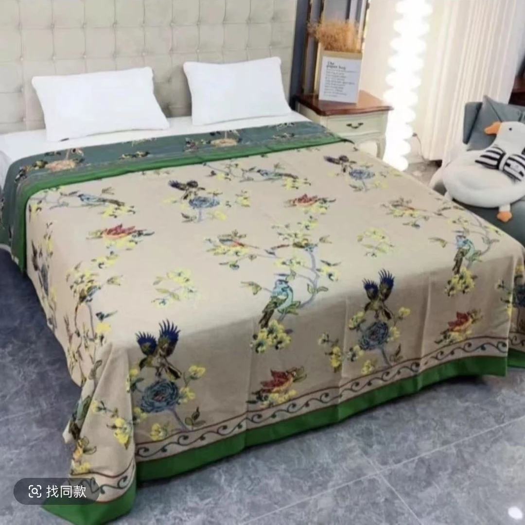 【喜上枝头绿】250*250cm纯棉A类高端柔软亲肤透气舒适床盖