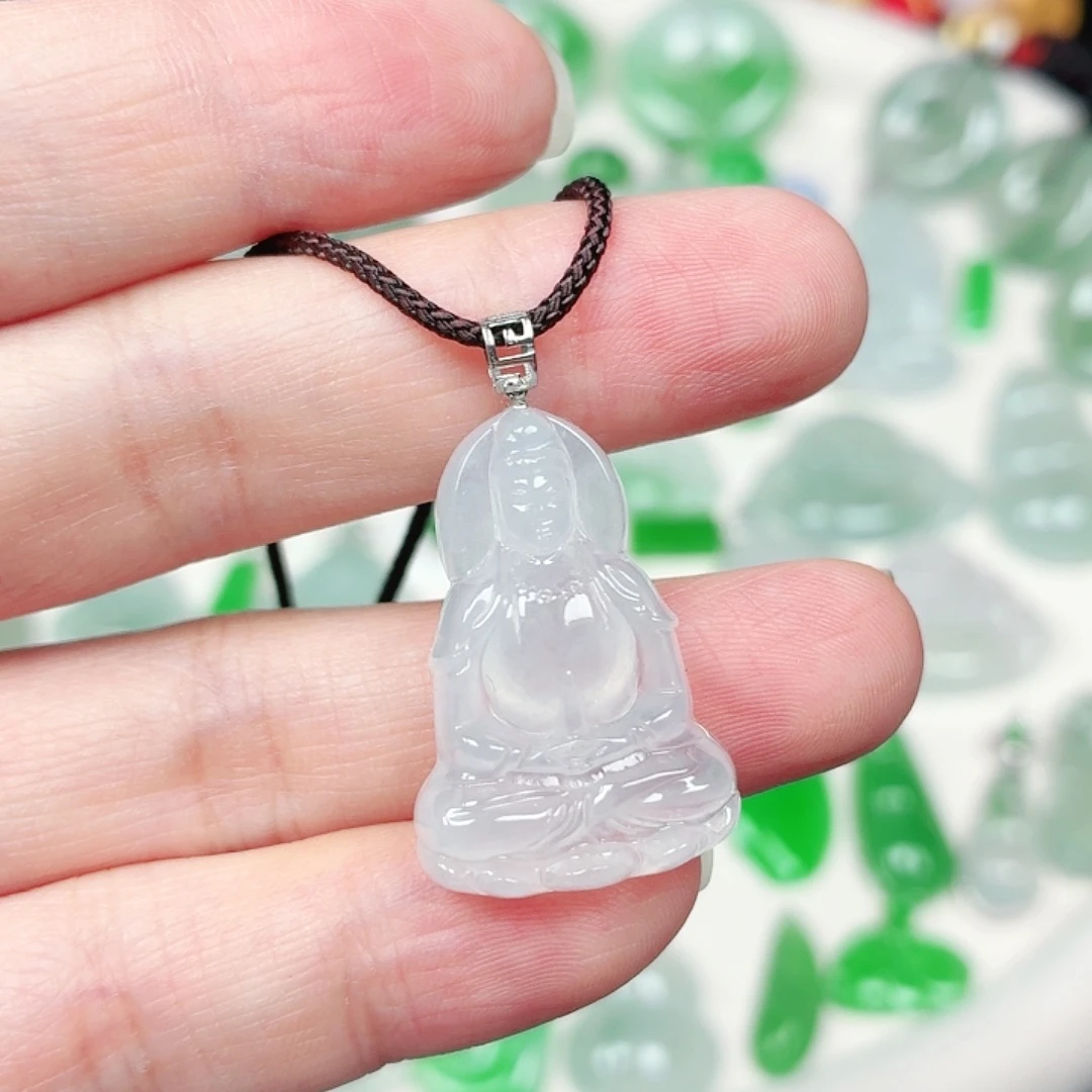 翡翠18K金镶嵌颈饰缅甸天然A货翡翠