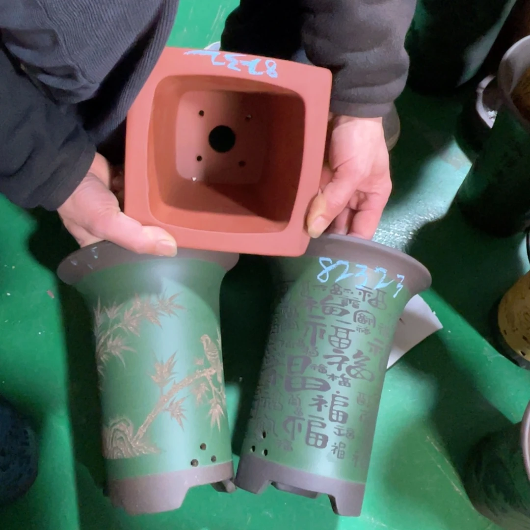 用***3花盆紫砂微瑕共三只