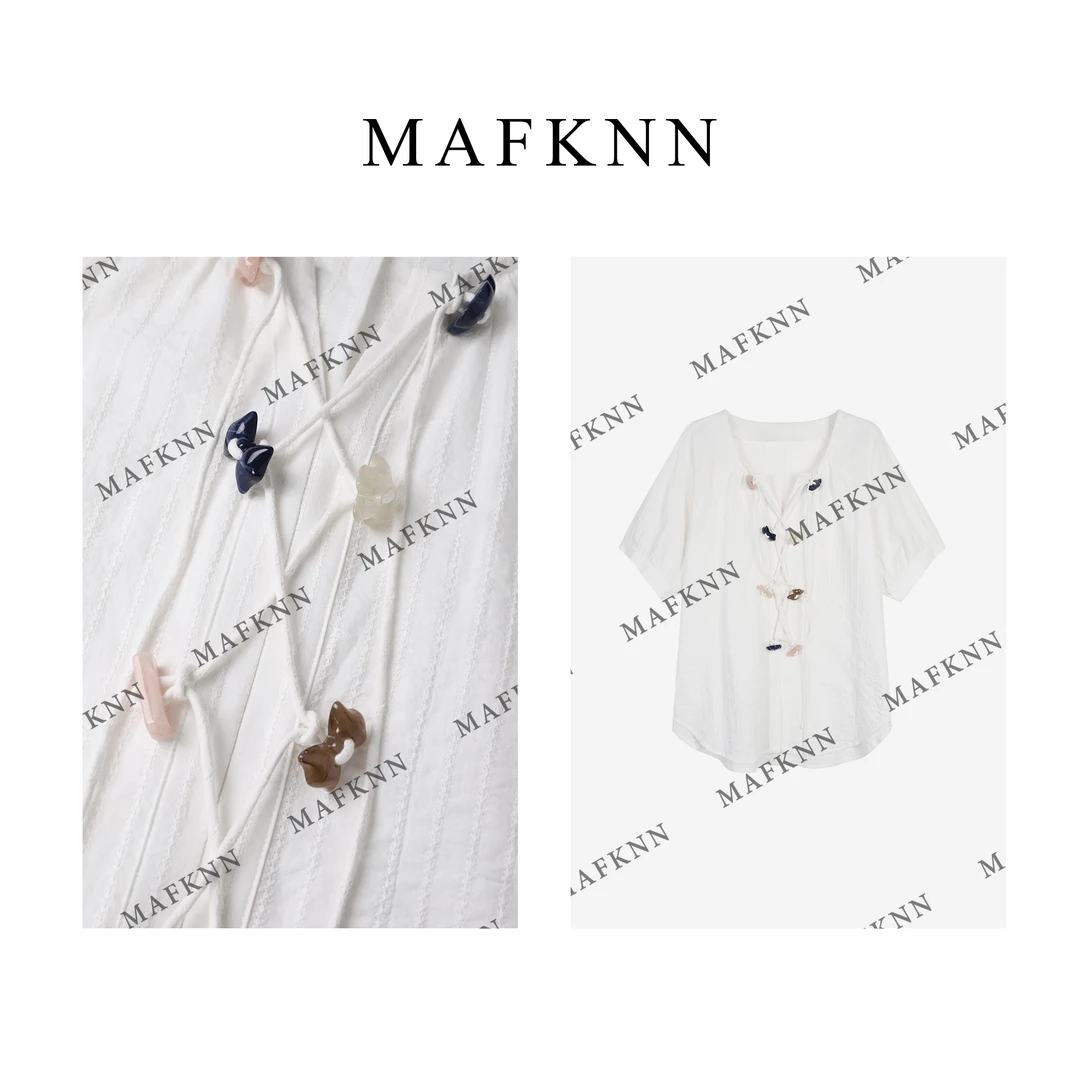 MAFKNN/玛肯时尚休闲简约纯色百搭夏季气质轻奢小衫上衣MK12436