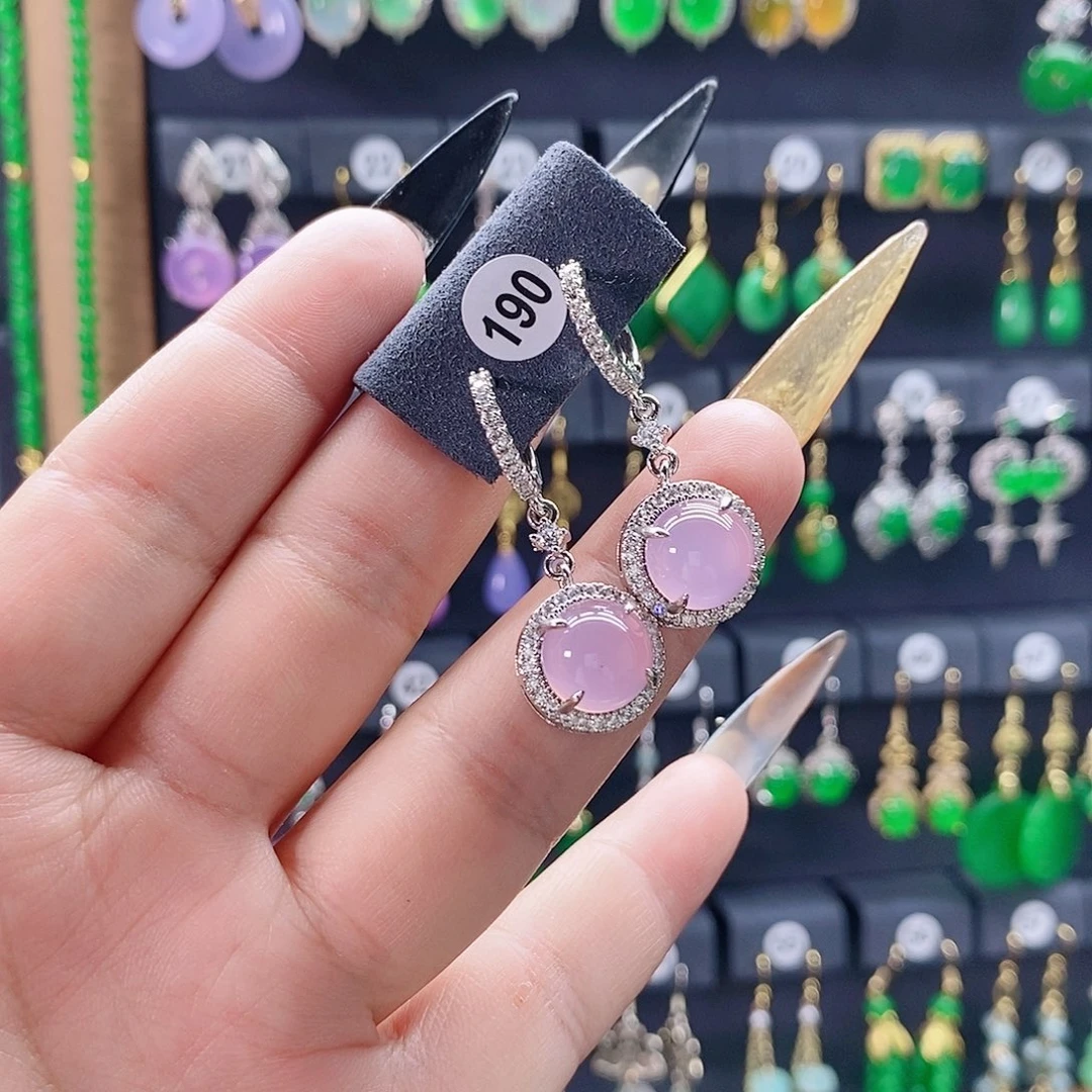 玛瑙/玉髓银S925镀金镶嵌耳钉190