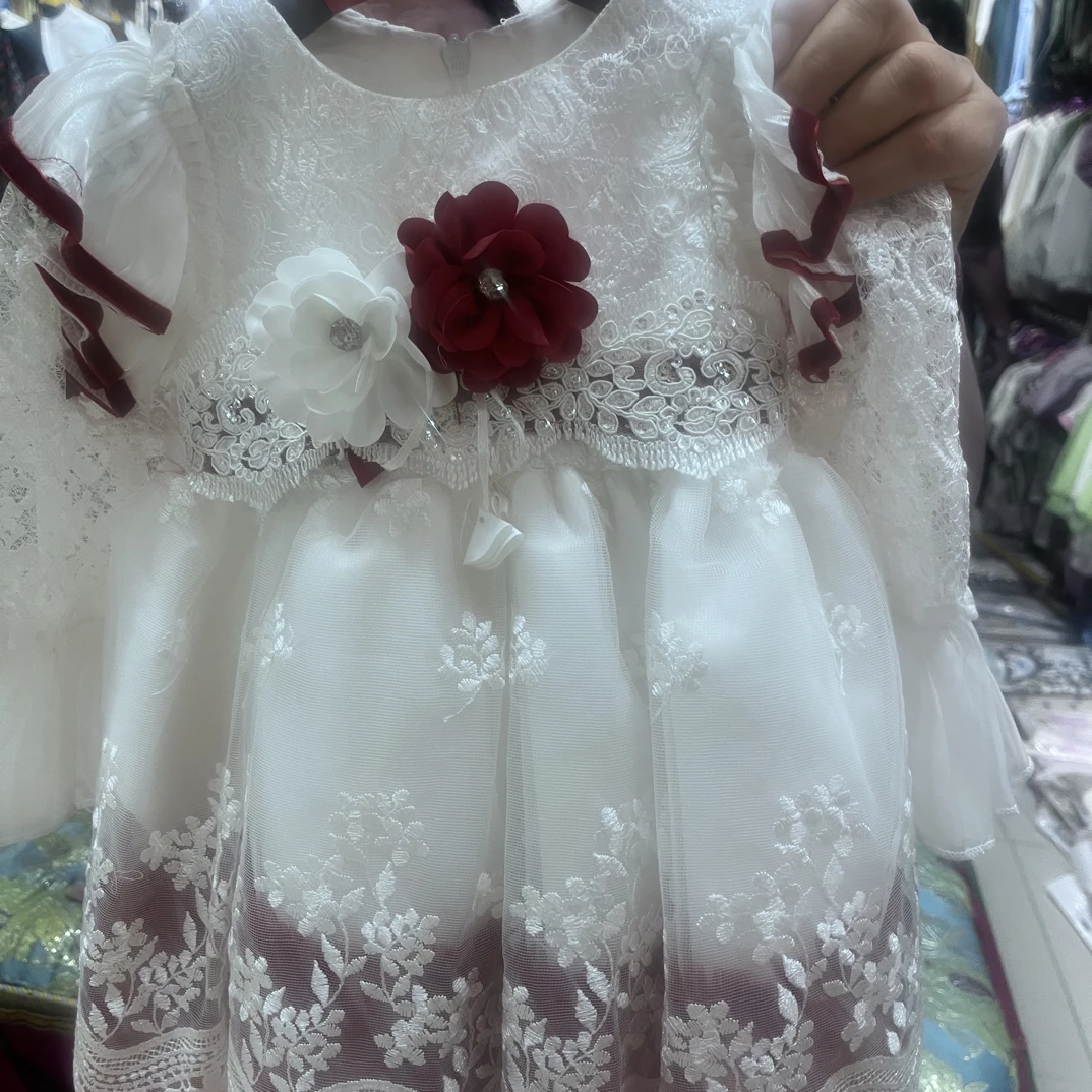 蕾丝童装春季公主裙蝴蝶旗袍长袖连衣裙女花朵时尚