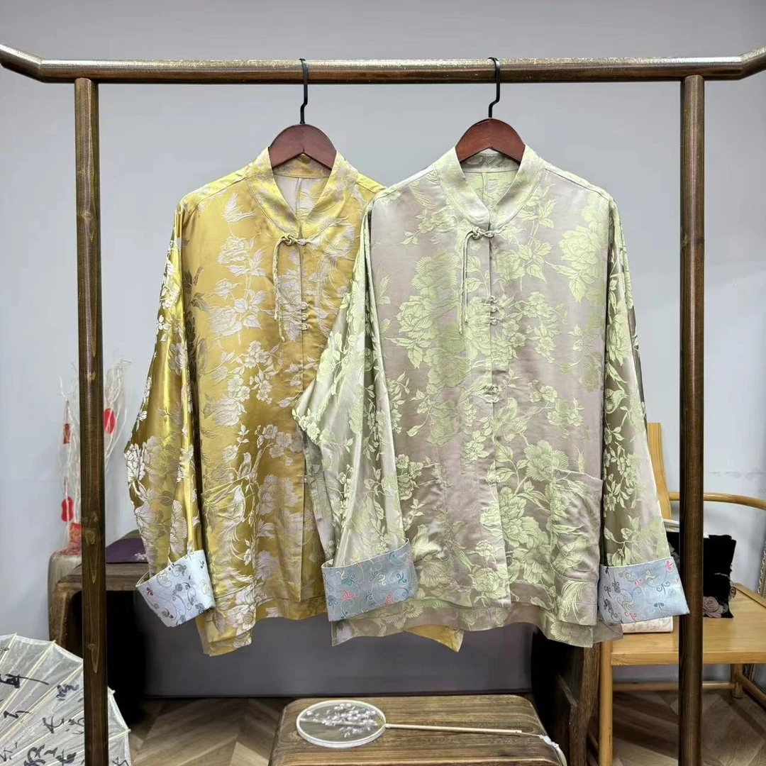 明月净！桑蚕丝提花新中式上衣！ GZ3852