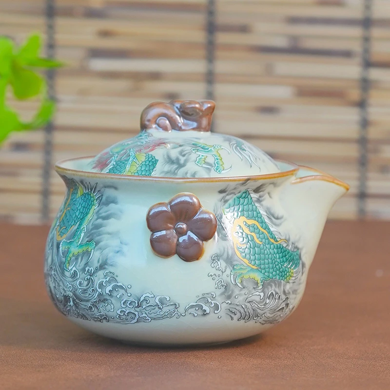 手抓壶黄汝青龙开片180毫升