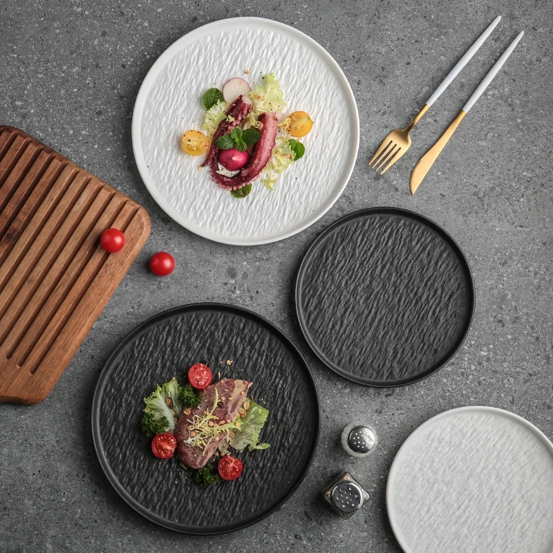 家用牛排盘陶瓷盘子高级感餐具意面盘子磨砂商用西餐日式沙拉碟子