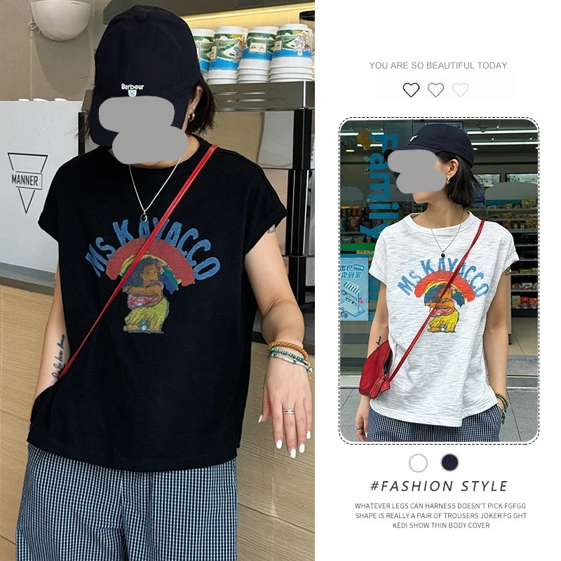 慵懒时尚韩版女装短袖上衣女2025年夏季新款超火减龄气质白色t恤