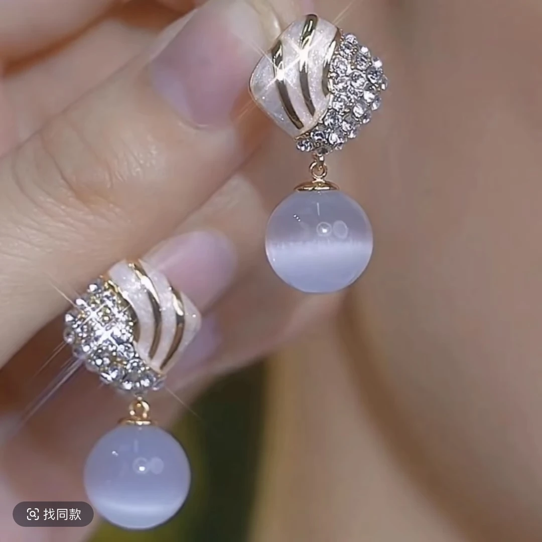 【轻奢专柜】猫猫石耳环女气质百搭2025年新款耳饰潮时尚耳钉礼物