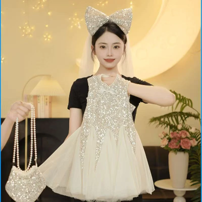 【盘扣满天星】少女风千金风夏季女公主风连衣裙女童套装女孩裙子