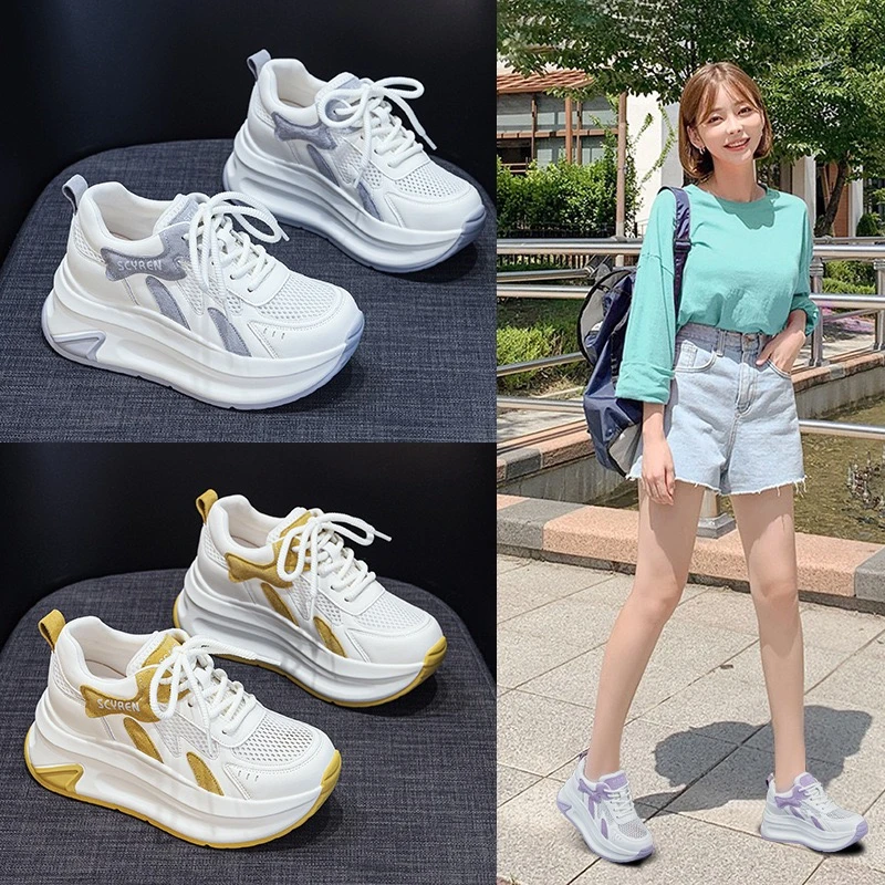 小个子增高厚底真皮阿甘鞋女2025年新款小白鞋时尚休闲女鞋老爹鞋