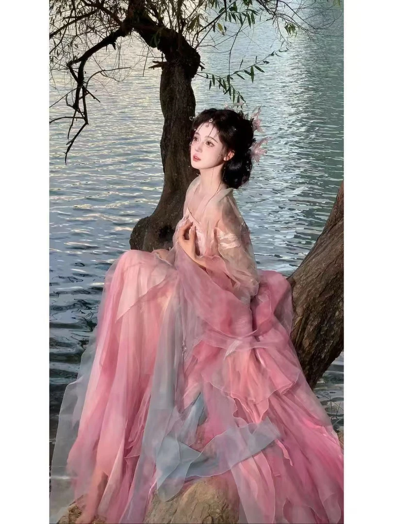 【粉人鱼姬】公主系列汉服女重工刺绣齐胸超仙刺绣品质
