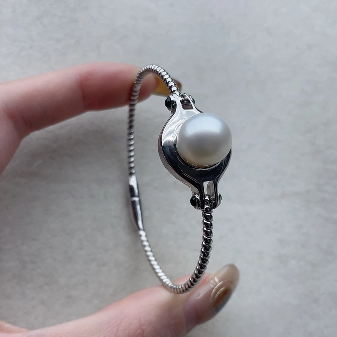 手镯122银S925镶嵌海水珍珠