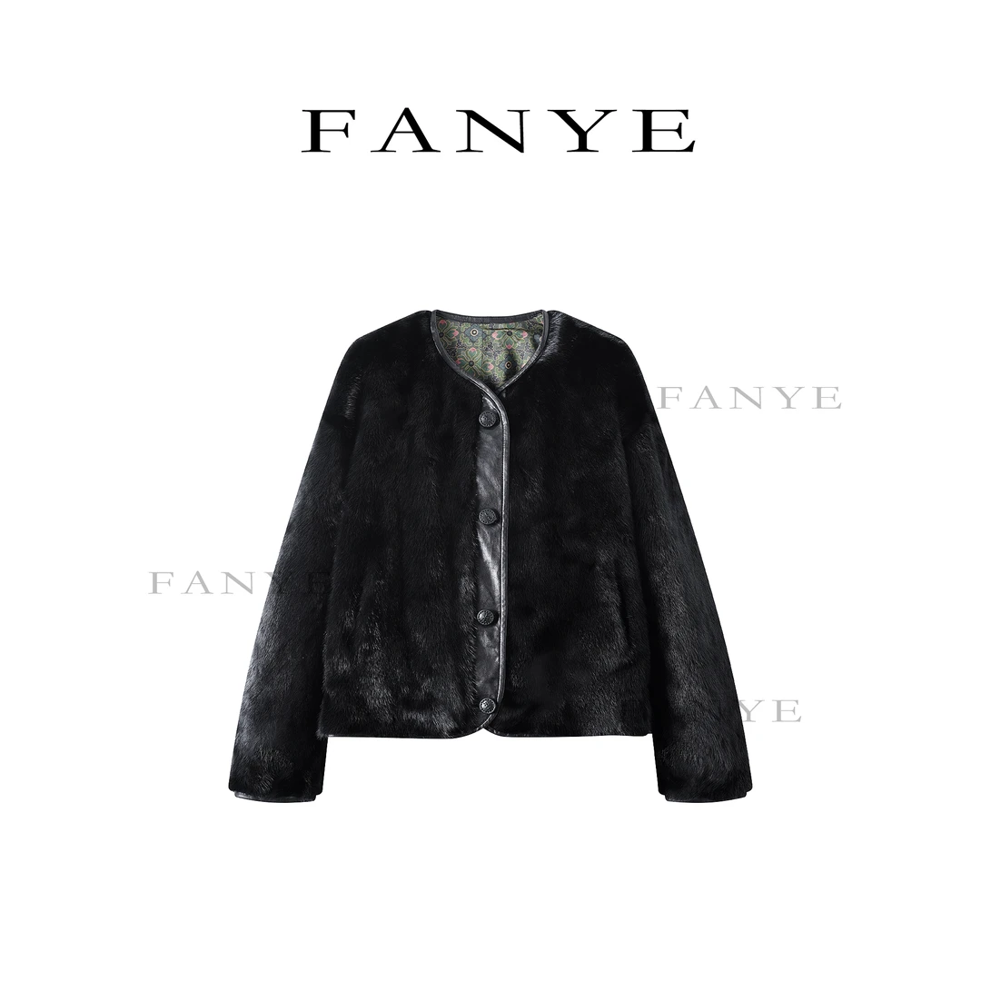 FANYE 2025冬季新款重磅两面穿提花水貂外套86788