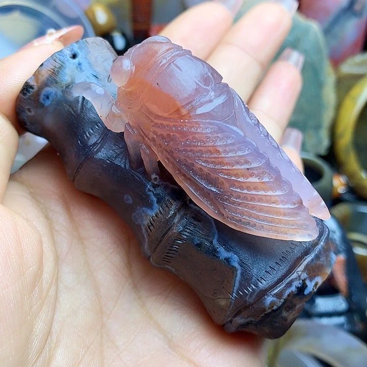 硅化玉未镶嵌吊坠(不含链)玉蝉