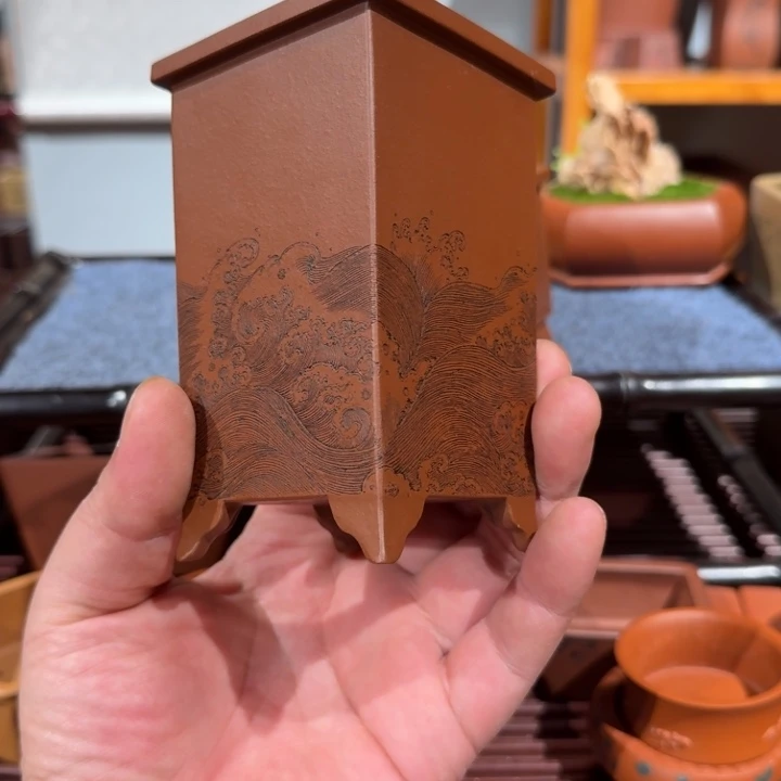 逝***风紫砂花盆原矿紫泥