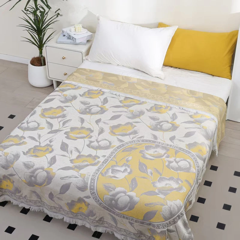 【晴雨迎春 冷感毯】1.5x2米 双层纱布竹纤维单人冷感毯休闲盖被